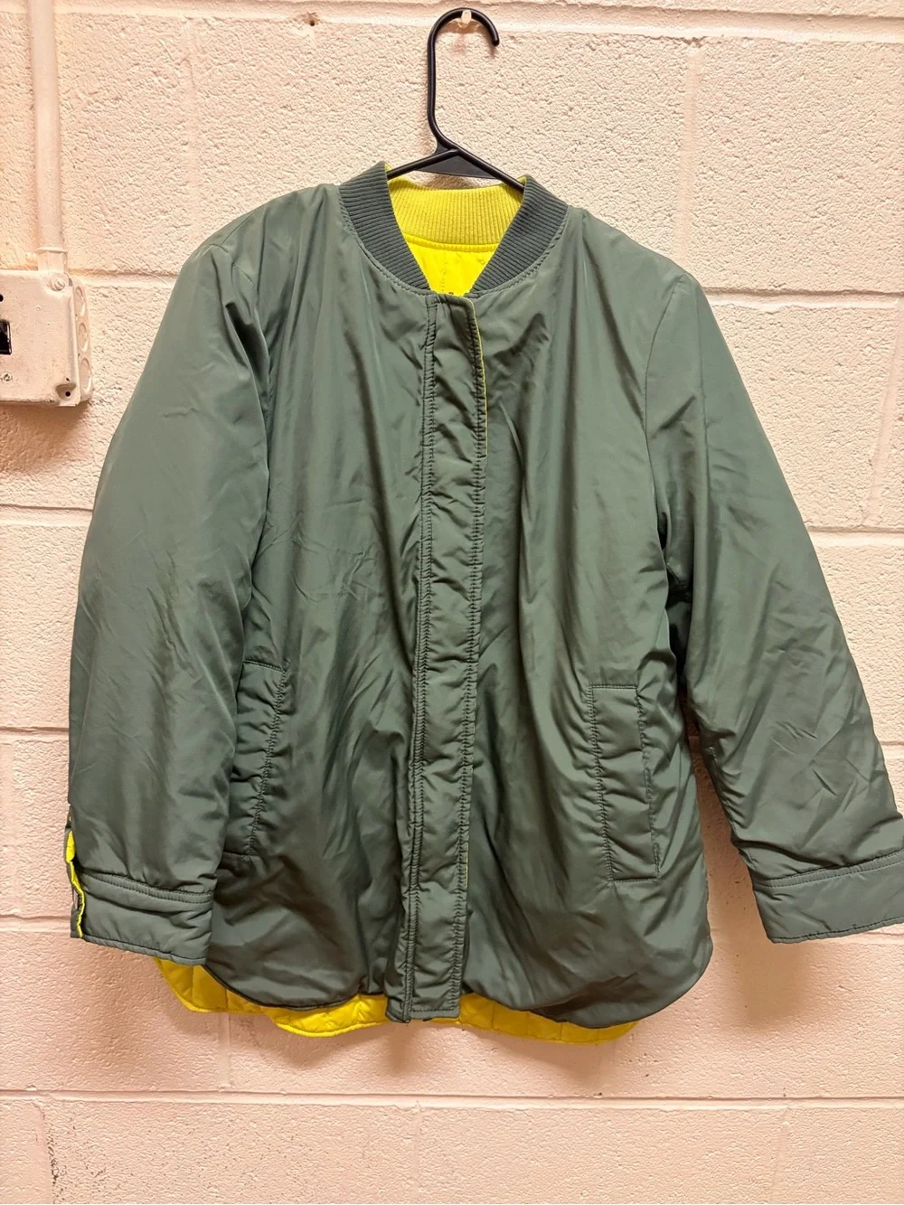 Banana Republic Green and Yellow Reversible Bomber Jacket